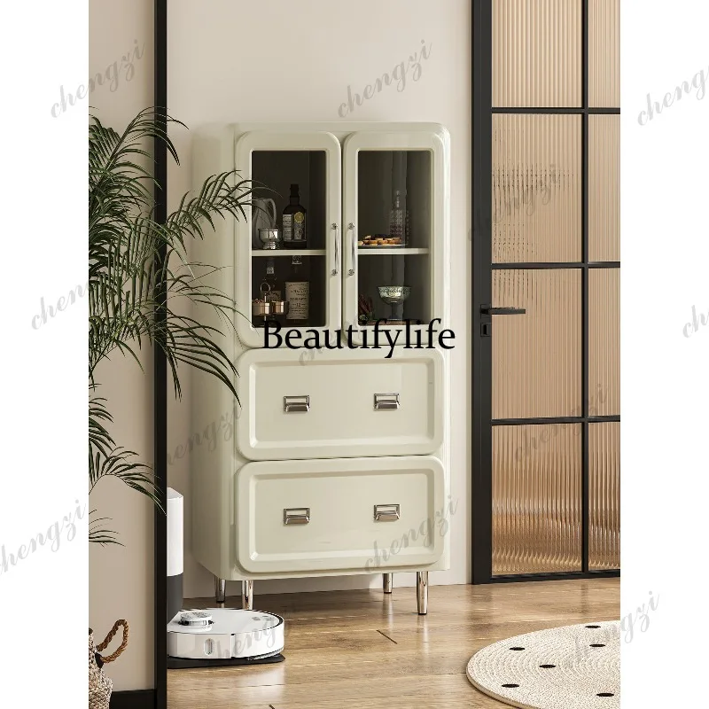A73 retro vertical cabinet corner home bedroom glass display cabinet living room storage dining side cabinet