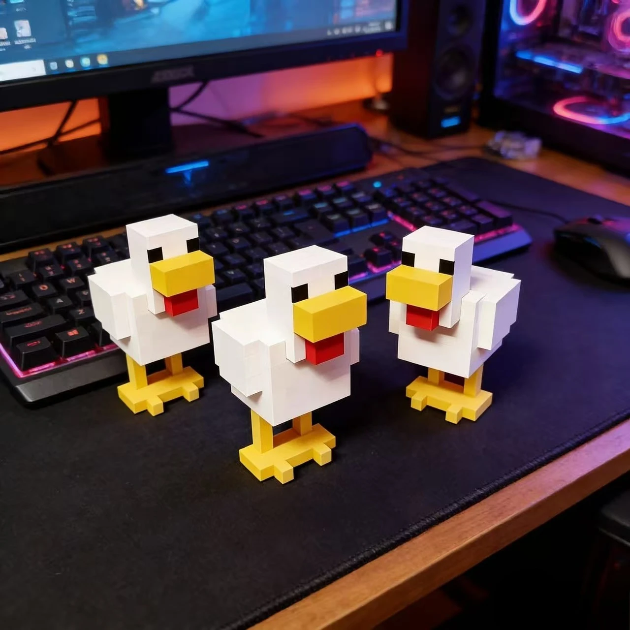 Dreiteiliger Anzug, 3D-Druck-Pixel-Hühnermodell, perfekt zum Dekorieren Ihres Schreibtischs oder Ihrer Wohnzimmer – Detail 1