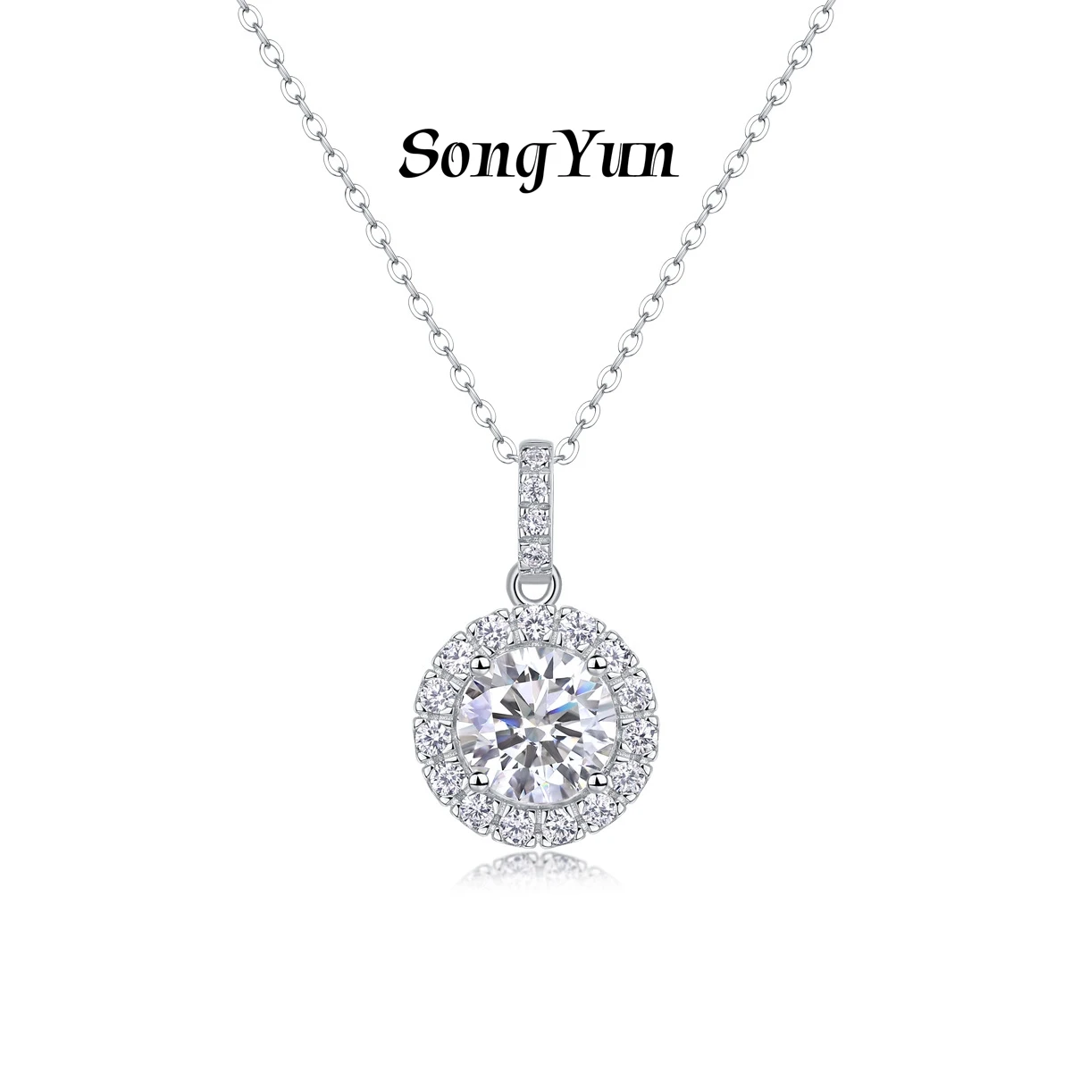 

SONGYUN Brand Jewelry 925 Sterling Silver Necklace Moissanite Diamond Solitaire Evening Women Rhodium Plated SYT Patent Pendant