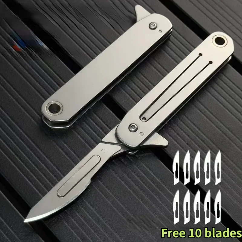 Hot selling stainless steel portable folding art knife fruit blade sharp outdoor multifunctional keychain, open express delivery