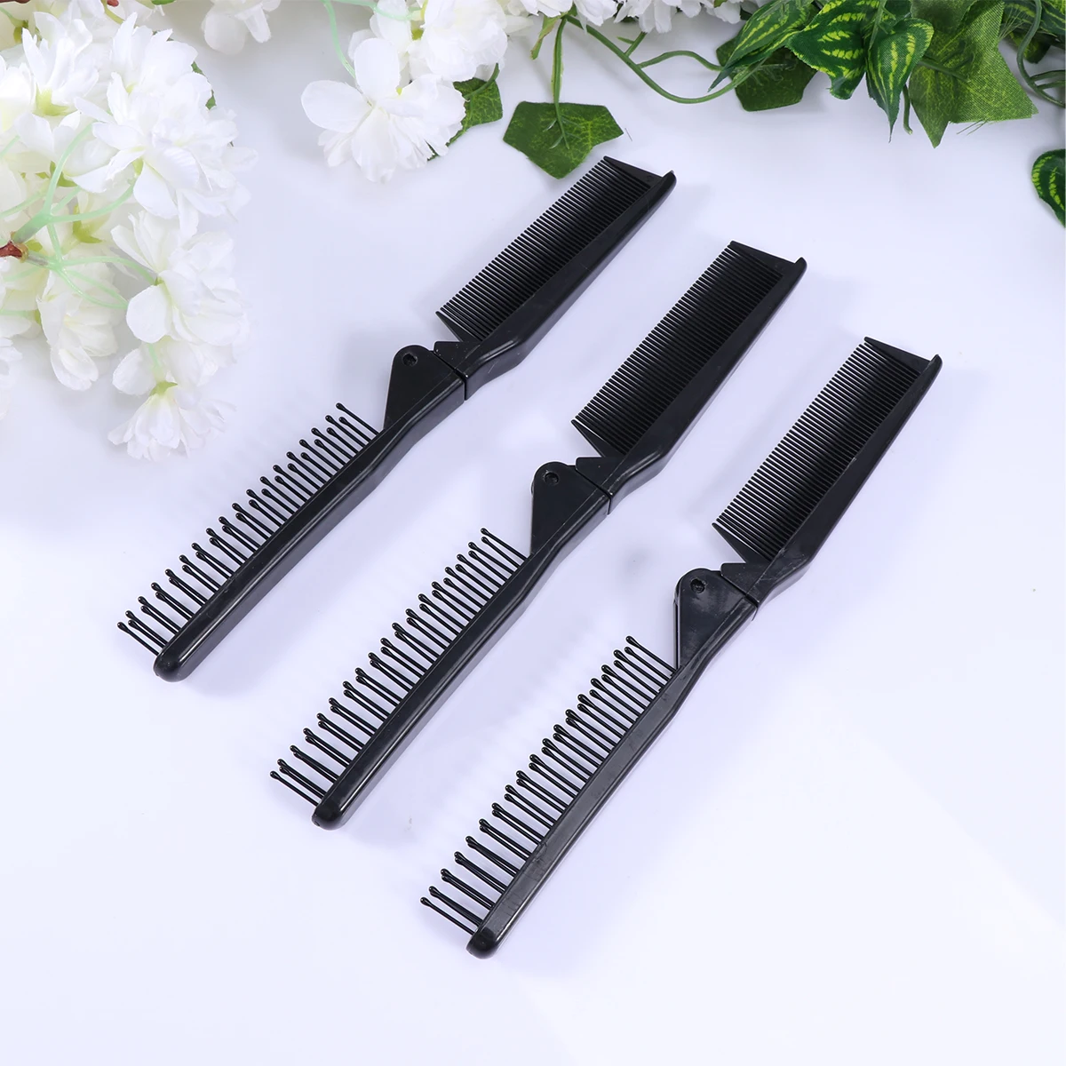

5 Pcs Anti-static Foldable Travel Hair Combs Portable Black Ion Straightening Plastic Salon Use Tooth Comb For Haircut