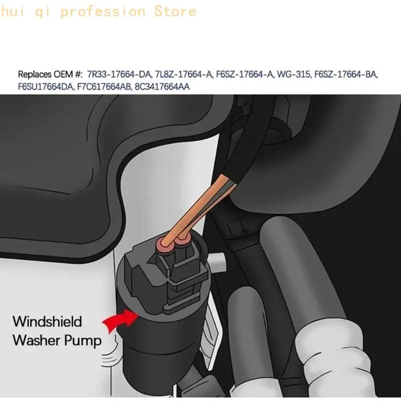 Schwarze ABS-Scheibenwaschpumpe 12 V mit zwei Flüssigkeitsanschlüssen 7L8Z-17664-A H8WE – Detail 8