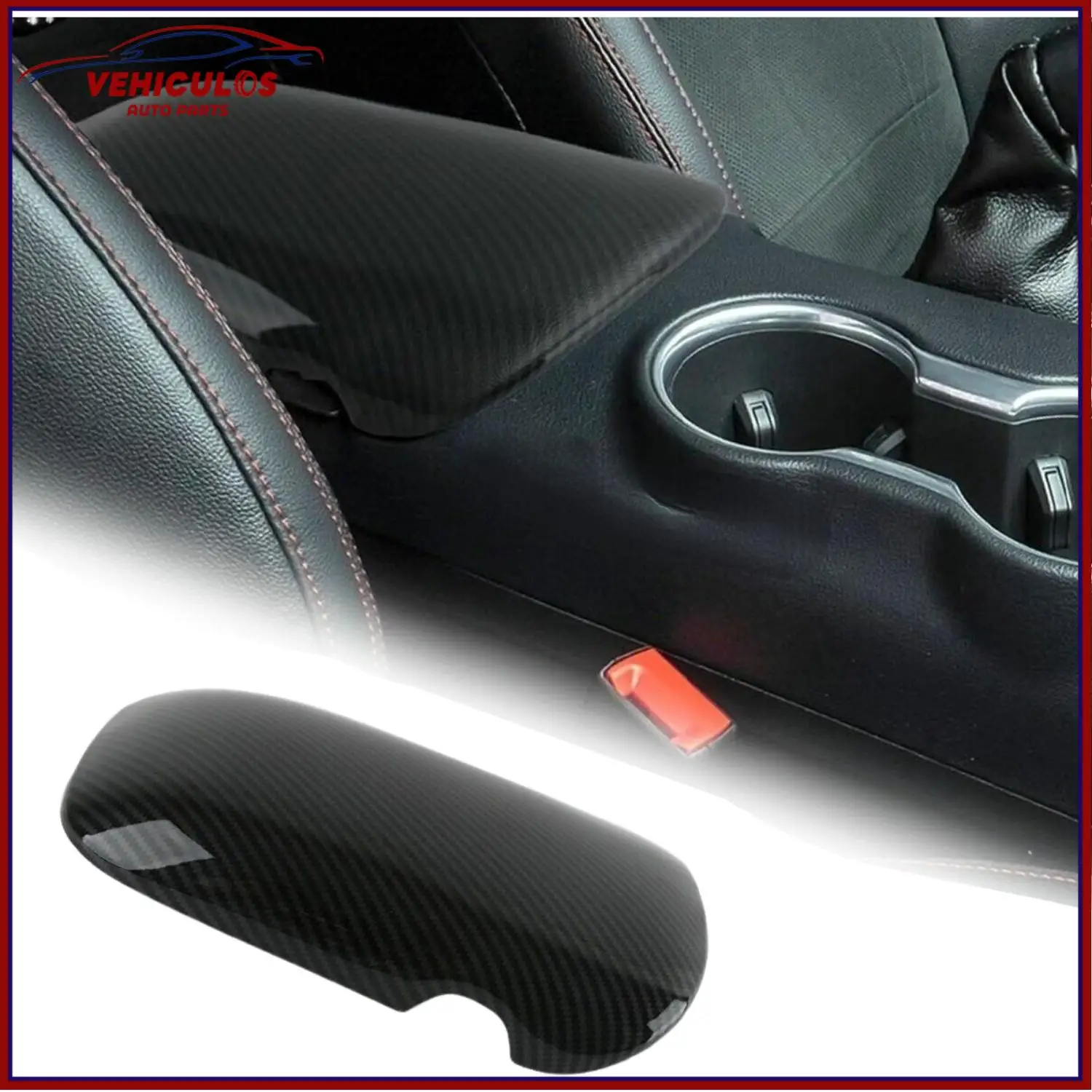

Armrest Lid Box Carbon Fiber Cover FOR Ford Mustang 2015-2024 Center Console Plastic Car Accessories