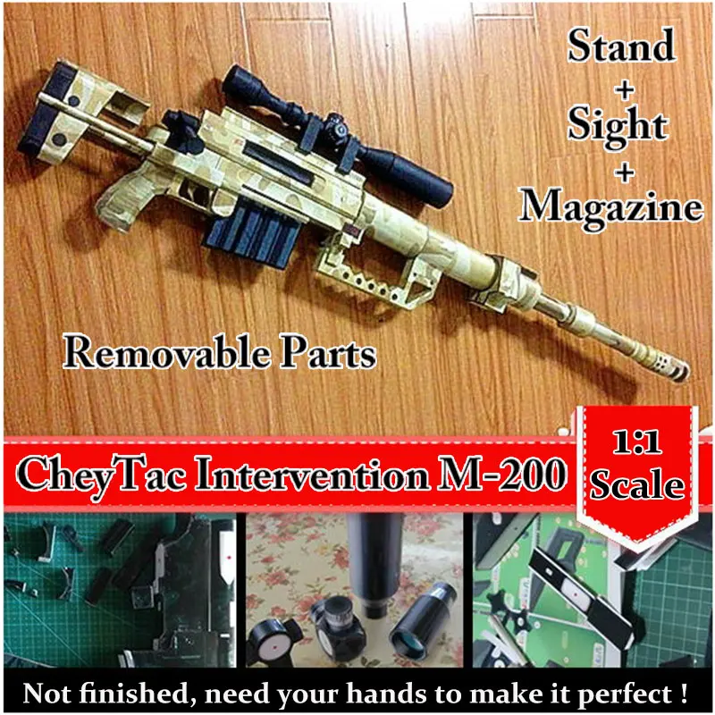 CheyTac Intervention M-200 Sniper Rifle Scaled 3D Paper Model Cosplay Kits Kid Adults\' Gun Weapons Paper Models Handmade Toys