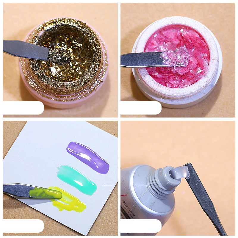 Crema de sombra de ojos para arte de uñas, varilla agitadora de Gel de Metal inoxidable, herramienta de agitación, espátula, Pin, accesorios de uñas y herramientas de mezcla de pigmentos