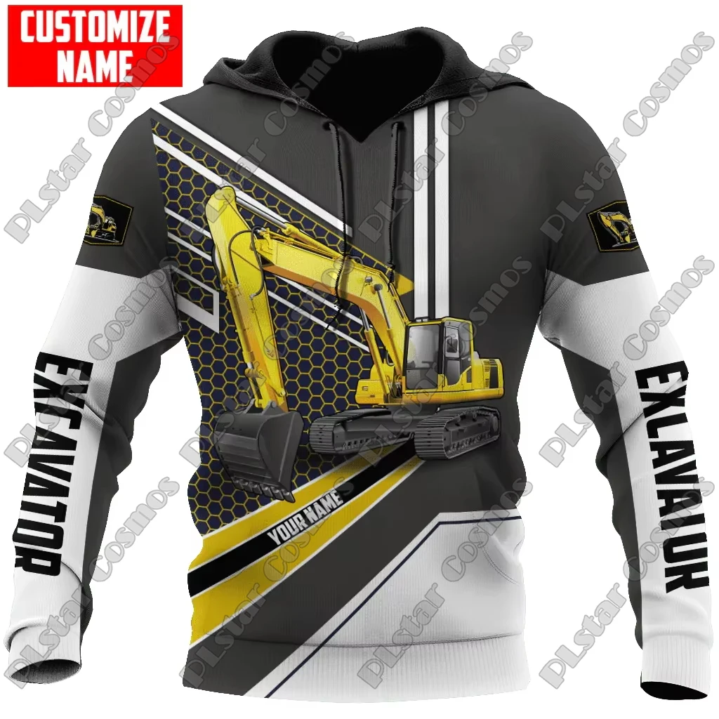 Customized Name Excavator Heavy Equipment 3D All Over Printed Mens Hoodie Unisex Casual Jacket zip hoodie sudadera hombre MT-101