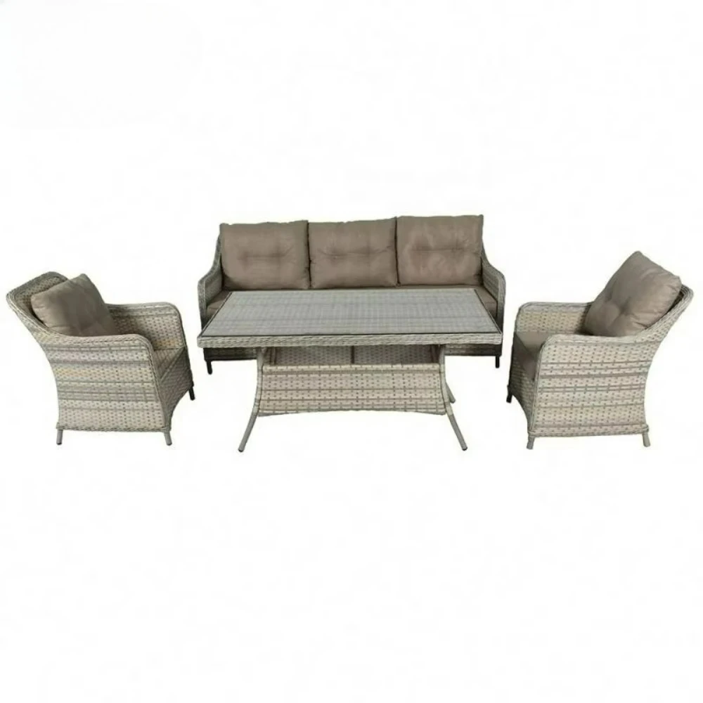 طقم أريكة حديقة خارجي فاخر بتصميم حديث ومسند ظهر من الخيزران وأثاث فناء للفنادق وقاعة الفيلا والشقة راحة معززة #2