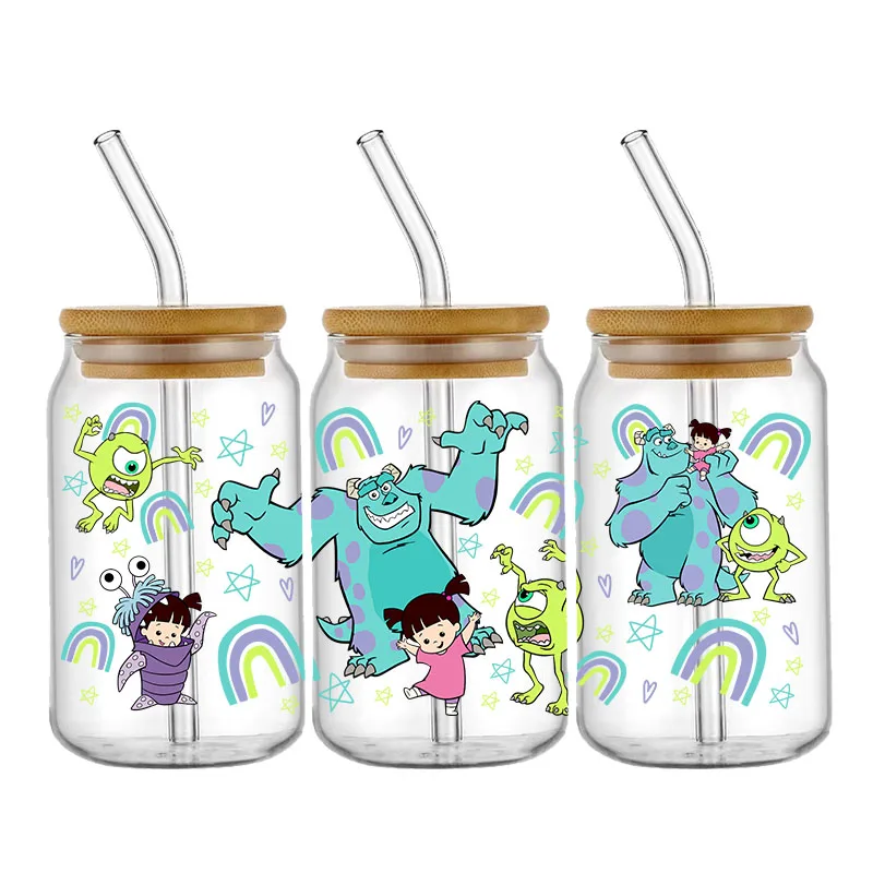 Autocollants Ronds Imperméables de Disney Monsters Inc, Enveloppes de Tasse, UV DTF, pour Bricolage, en Verre étiez by, Décalcomanies Personnalisées