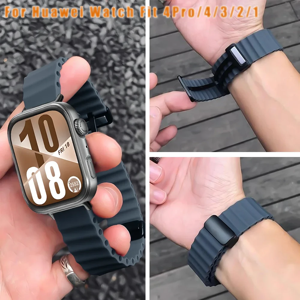 Magnetisches Silikonarmband für Huawei Watch Fit 4Pro/4/3 Uhr Correa Ersatz-Sportuhrenarmband für Huawei Watch Fit 3 2 1 Bänder