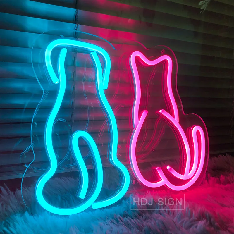 Custom Cat Dog Neon Sign For Pet Shop Kitten Puppy LED Light Home Roon Kennel Wall Decor Pet Salon Store Studio Animal Signboard