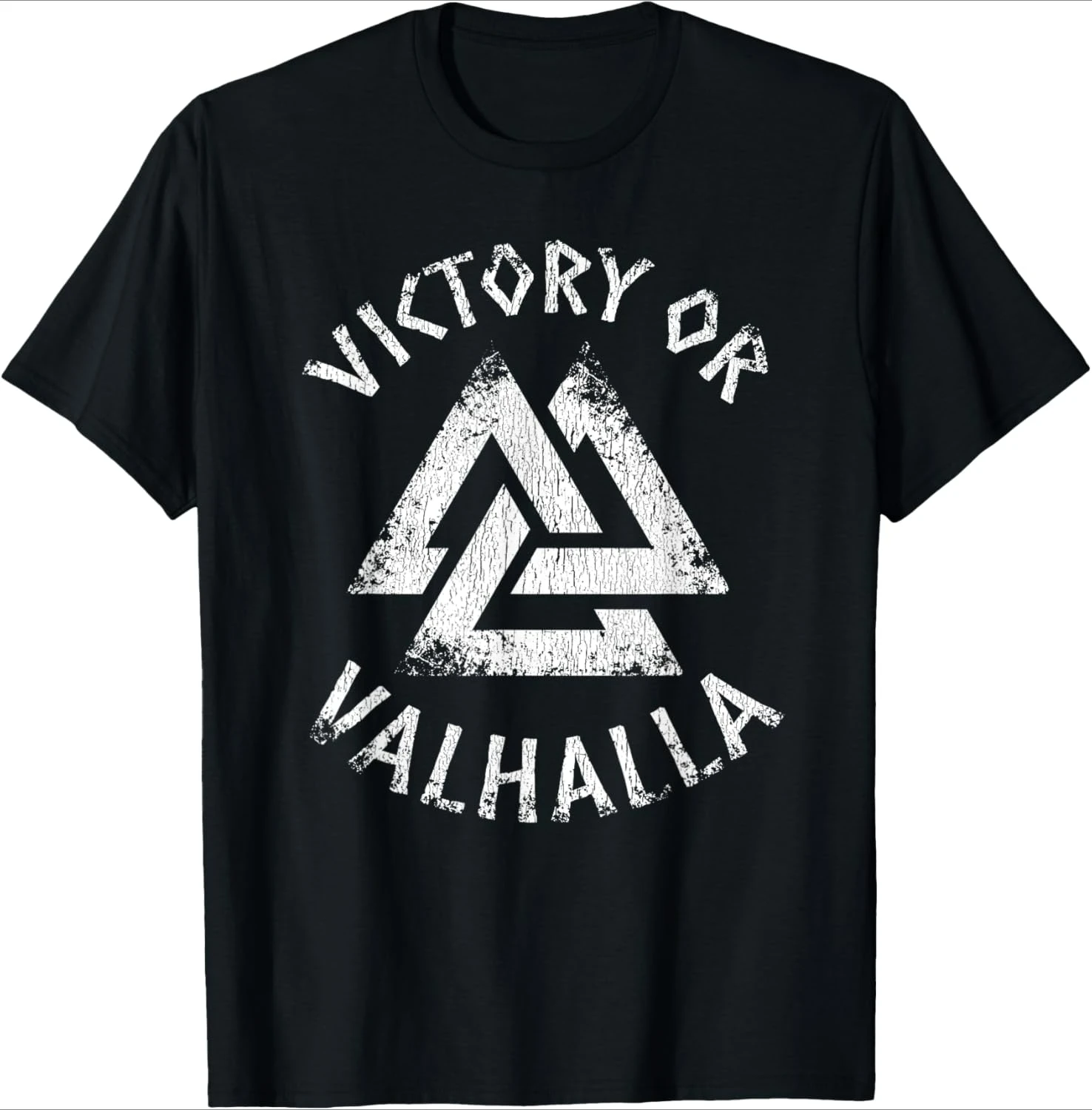 

Nordic warriors Valknut Norse Mythology Victory or Valhalla design-100% cotton round neck short sleeve printed men's T-shirt.