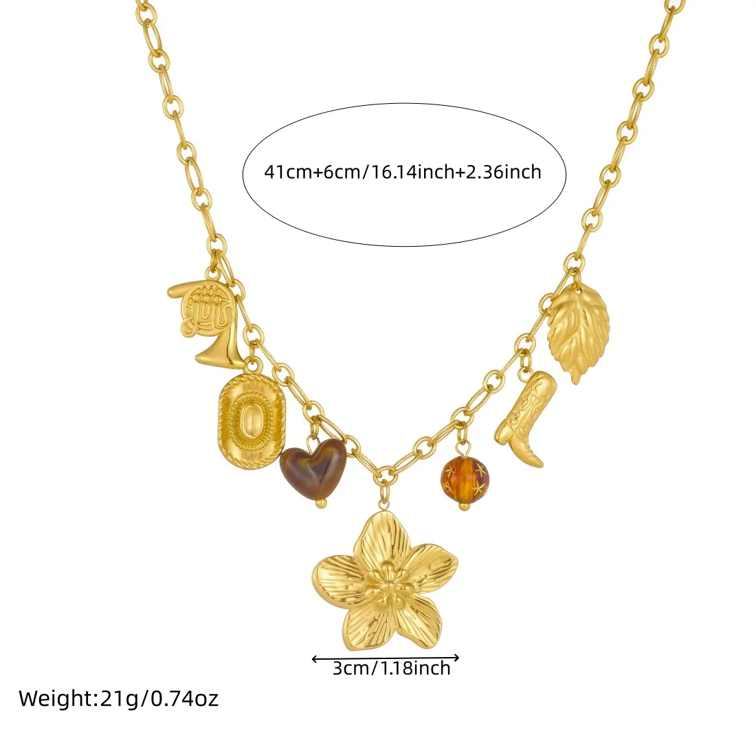 LAMENGLY 316L الفولاذ المقاوم للصدأ الجدة تصميم القرن الفرنسي قبعة رعاة البقر الأحذية زهرة قلادة قلادة سيدة الساحرة مجوهرات هدايا #3