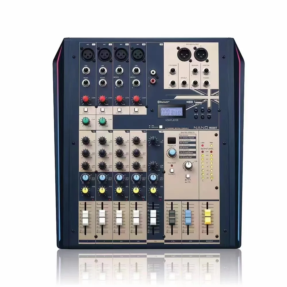 NANO M08BT/M12BT Professional Audio Mixer 8/12 CHANNEL Audio Mixing Console Mp3 Player+ Stereo Sound Craft Mixer