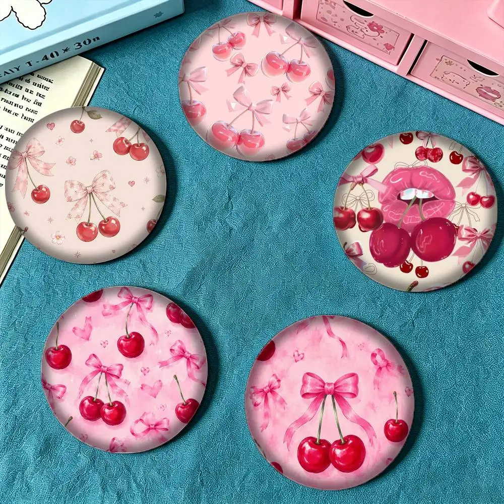 Pink bow cherry 25 32 44 58 75mm Badges Personalized Round Brooches Pins Accessory Gift