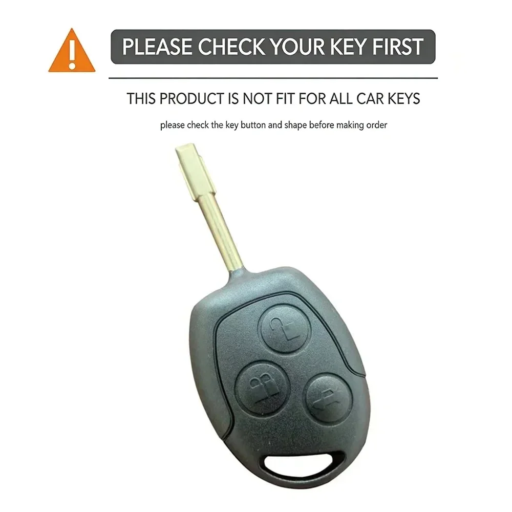 Silicone 3 Button Keyless Entry Key Fob Chain Case Cover Shell Protect For Ford Transit Connect Courier Fiesta Focus Cabriolet