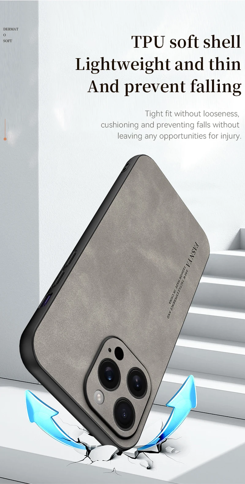 Luxuriöse Schaffell-Leder-Handyhülle für iPhone 17, 16, 15, 14, 13, 12, 11, Pro Max Plus XS mit Kameraobjektivschutz, matte Rückseite – Detail 9