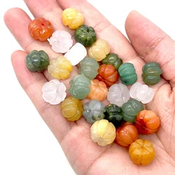 Natural Stone Beads Green Aventurine Agate Pumpkin-shaped Beads for Jewelry Making DIY Necklace Earrings Accessories Supplies