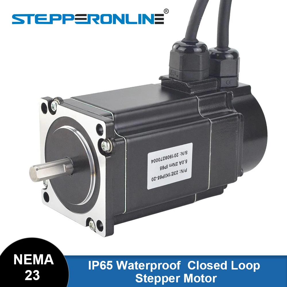 

STEPPERONLINE IP65 Waterproof Nema 23 Closed Loop Stepper Motor 2Nm with Encoder Φ8mm 5A