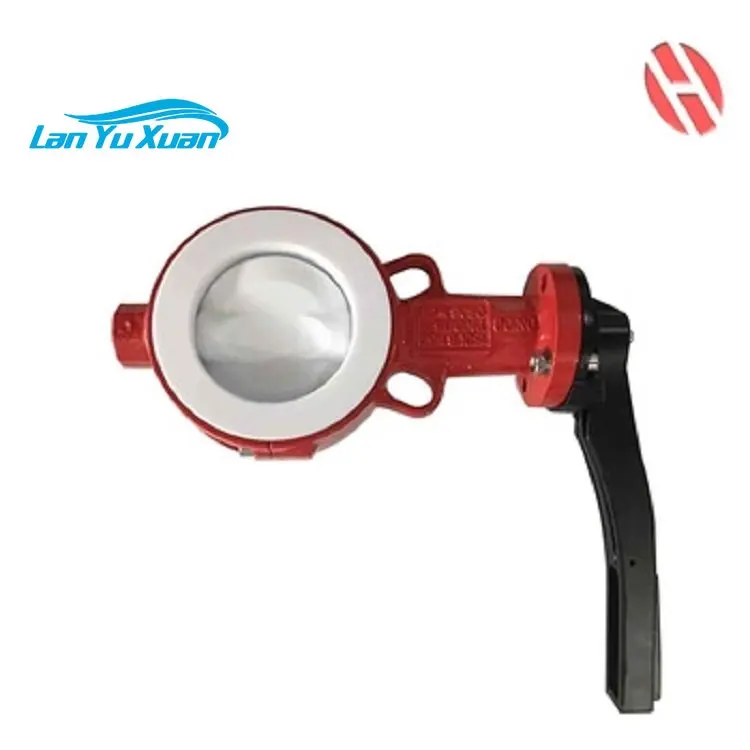 PTFE Seat PTFE coated Disc Carbon steel body wafer type Butterfly Valve