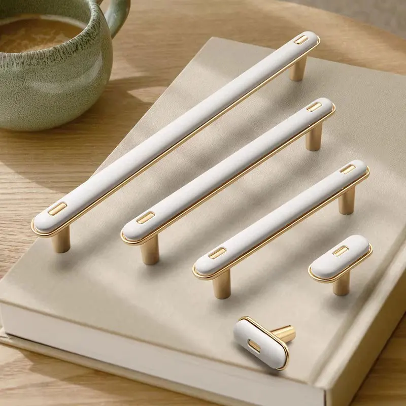 White Handles for Furniture Modern Simple Kitchen Cabinet Pulls Zinc Alloy Cupboard Door Knobs Bedroom Wardrobe Handles