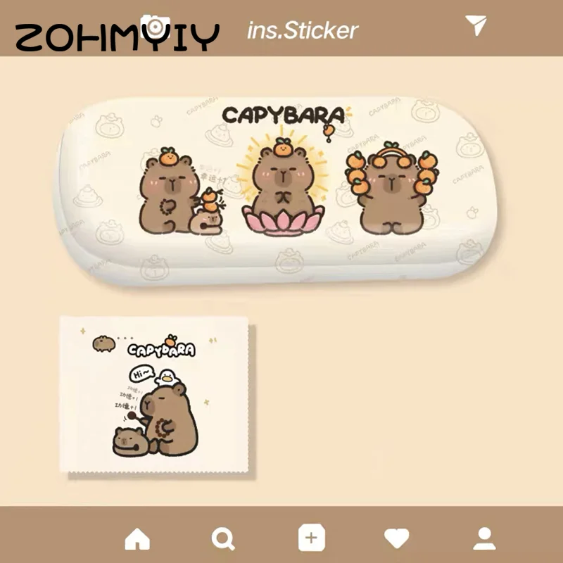 Cute Capybara Glasses Box Pressure-proof Eyeglasses Case Cartoon Women Myopia Glasses Sunglasses Eyewear Storage Box Gift