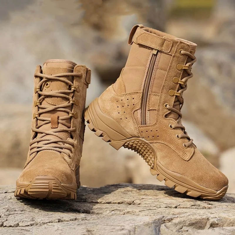 

Men's Waterproof Tactical Boots Outdoor Hiking Climbing Shoes Wear-resistant Non-slip Boots for Men Fashion Motorcycle Boots New