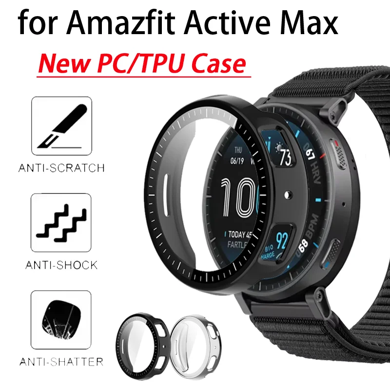 Neue PC/TPU-Schutzhülle für Amazfit Active Max, hochauflösendes Glas für Amazfit Active Max, Anti-Fall-Schutzhülle