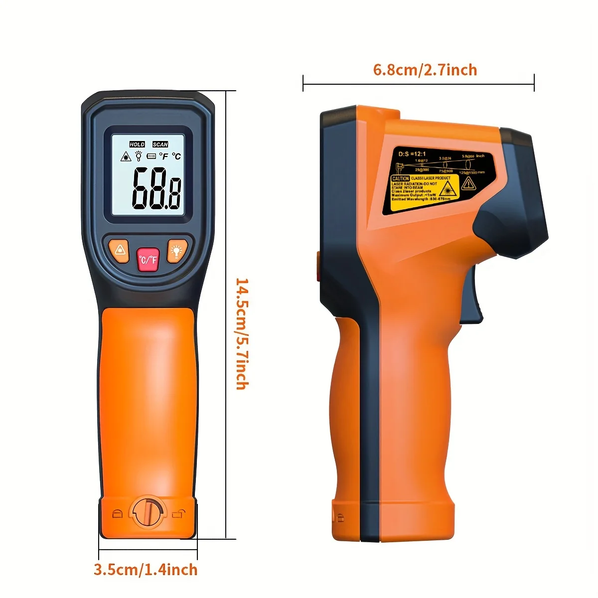 NJTY Infrared Thermometer Handheld Temperature Gun Non-Contact Laser Heat Tester -50-600°C for Industrial Home Automobile Use