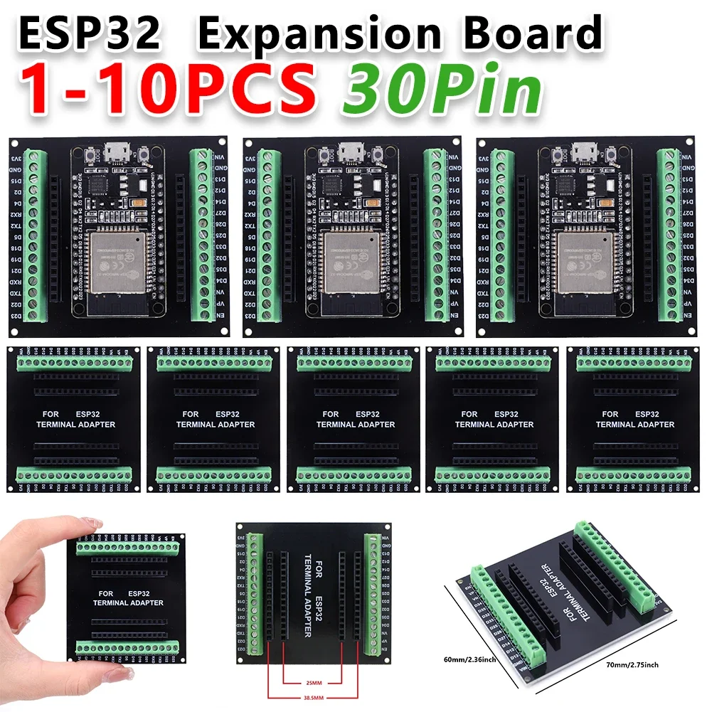 Module de développement ESP32 CP2102 NodeMCU-32S Lua 30 broches GPIO 1 en 2 modules GPIO WiFi Module basse consommation compatible Bluetooth