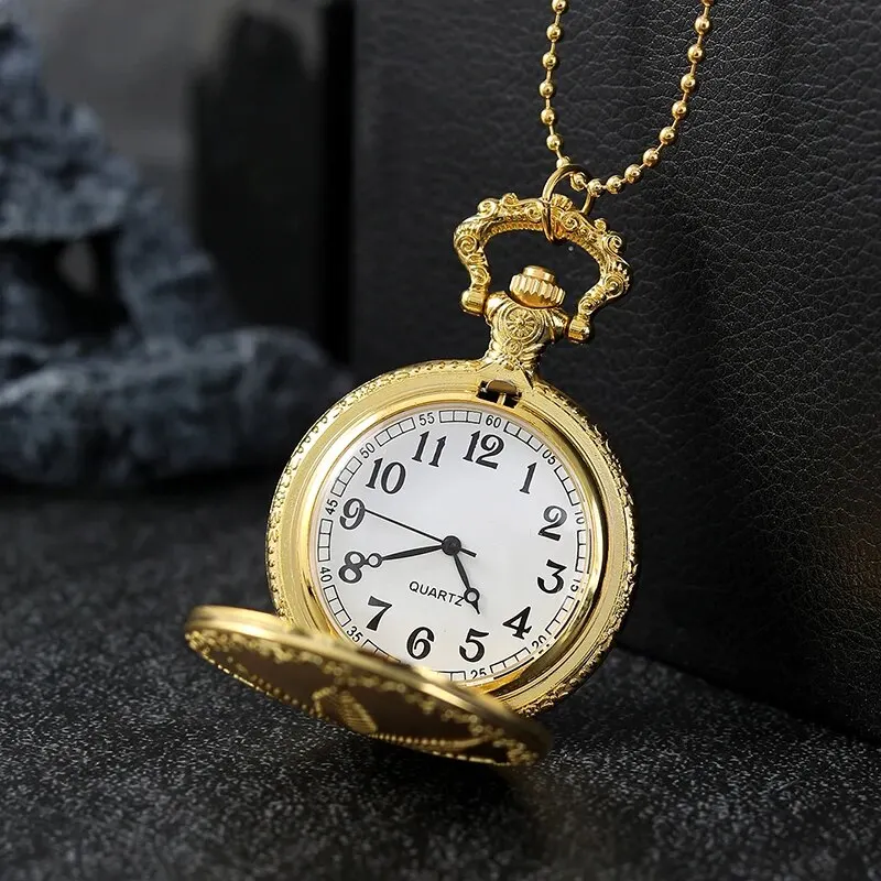 Best Gifts Quartz Pocket Watch Design Maple Leaf Necklace Pendant Pocket Watch Clock for Mens Womens