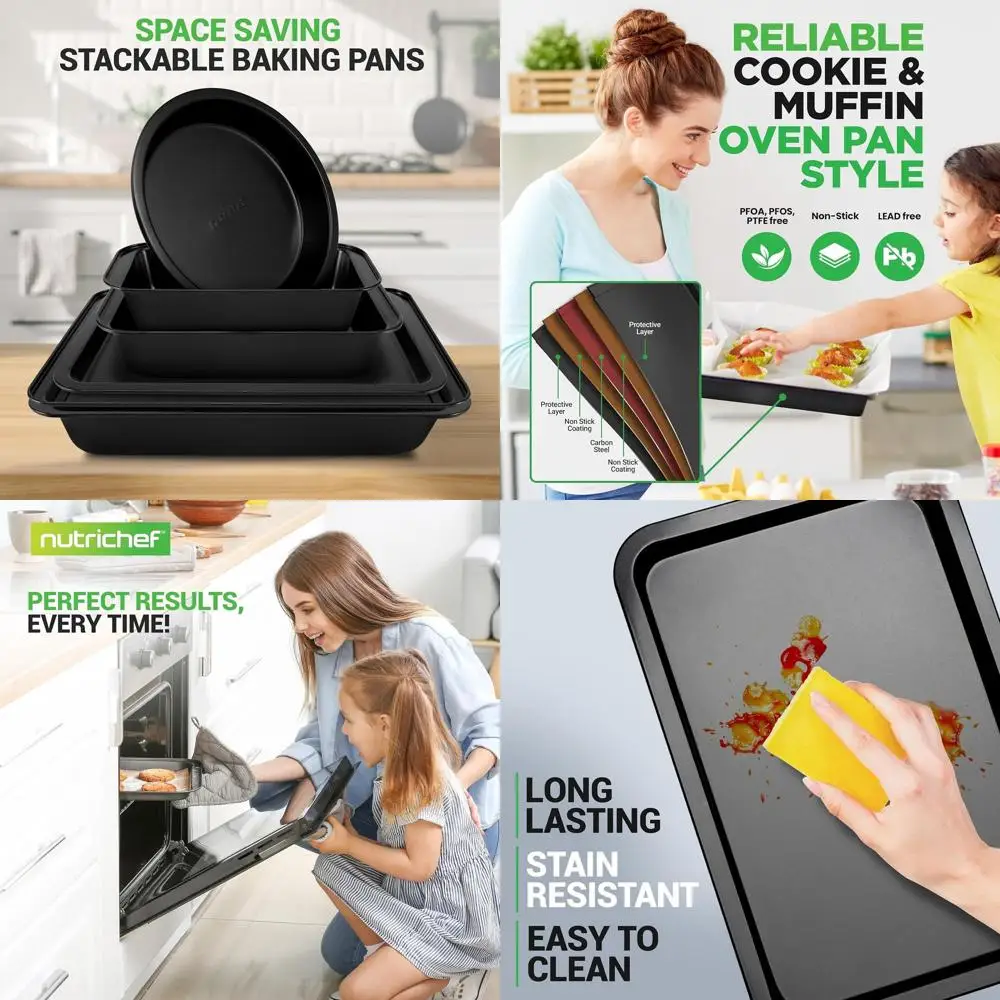 

Набор из 10 предметов для выпечки из углеродистой стали повышенной прочности с антипригарным покрытием: противни для печенья, форма для кексов, противень для запекания, форма для торта, формы для выпечки