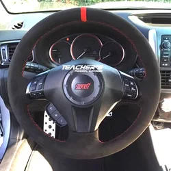 For Subaru Impreza WRX10 STI10 Full Coverage Red Mark Steering Wheel Cover Braid Suede Interior Subaru Accessory