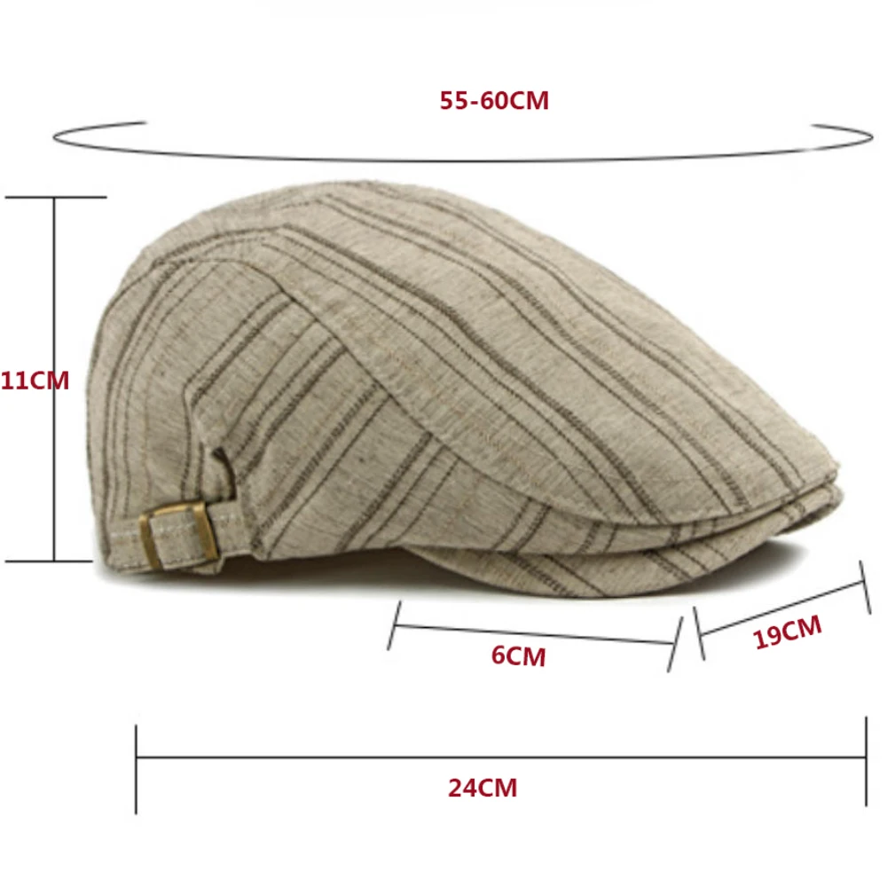 

HT5058 Mens Berets Women Spring Summer Sun Cap Artist Painter Beret Hat Male Female Ivy Flat Cap Adjustable Striped Beret Caps