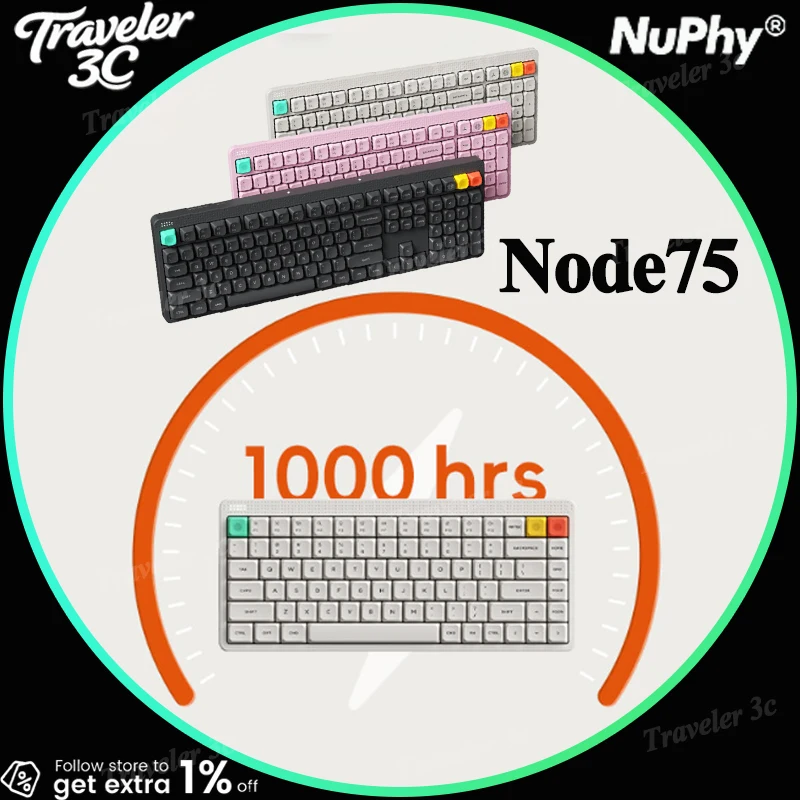 

NEW NuPhy Node75 Nano Max Switch Mechanical Keyboard Three Mode Wireless Bluetooth Mute Gaming Office Keyboard Hot Swao