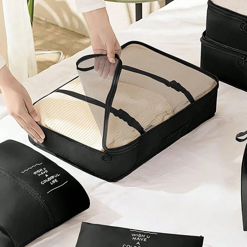 9 шт., дорожные сумки-органайзеры, упаковочные кубики для чемодана, портативный складной шкаф, багажная одежда, цифровые сумки для хранения обуви для макияжа