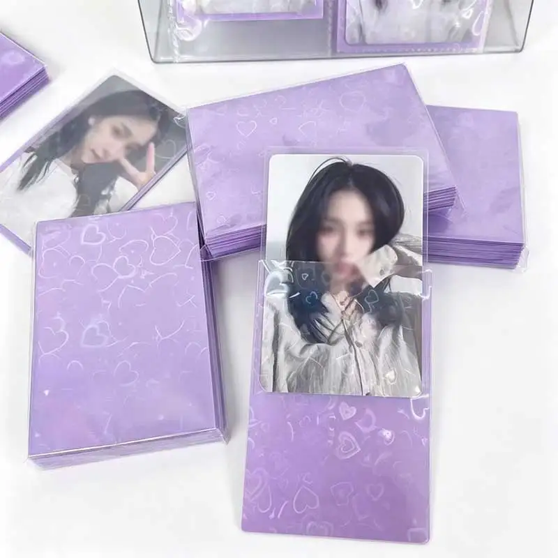 100Pcs 61x91mm Transparent Holographic Card Sleeves Clear Game Card Protector Film For Idol Photo Badge Collectible Cards