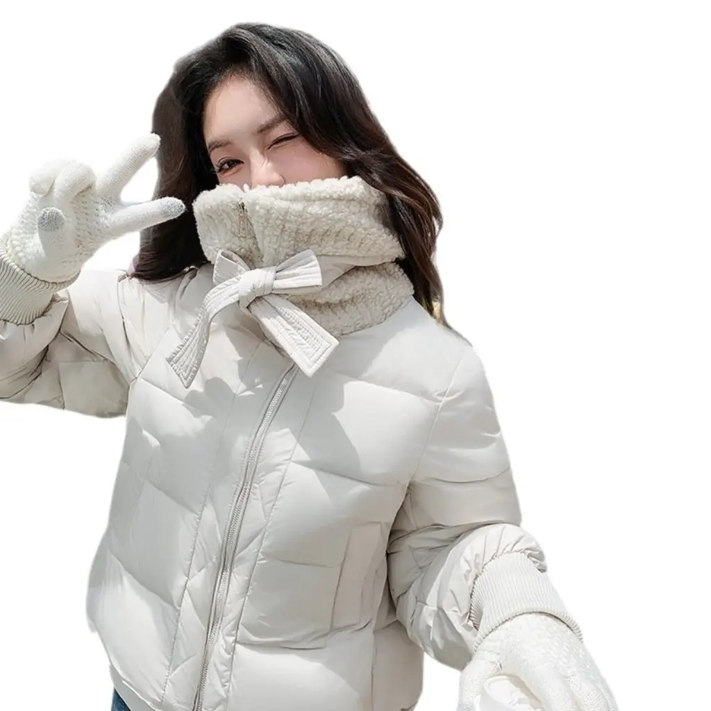 Dames reversbont kort donsjack Koreaanse stijl Winter Warm Puffer Petite Loose Fashion Trendy