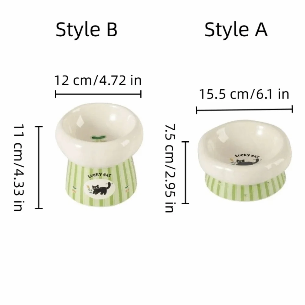 High Foot Ceramic Cat Bowl Anti-Slip Base Wide Mouth Dog Food Feeder Prevents Spills Anti-Rollover Elevated Feeding Bowl