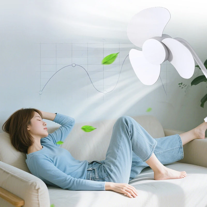 USB Plug in Fan Plug and Play Low Noise Portable Fan with Switch 360 Adjustable Cooling Fans for Indoor Outdoor Fishing Home