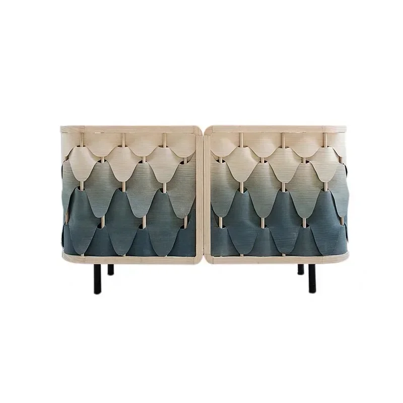 Y1 Italian style, solid wood dining edge, living room decoration, blue gradual change feather locker