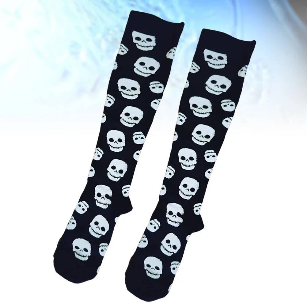 

1 пара компрессионных носков с рисунком черепа, длинные удобные дышащие чулки для бега, спортивной медсестры, путешествий, снимают ногу