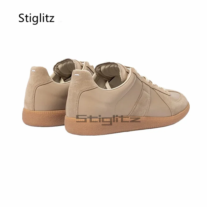 Lace Up Flats Casual Sneakers Men Suede Leather Patchwork Couple Training Shoes Spring Autumn Round Toecomfortable Sports Shoes