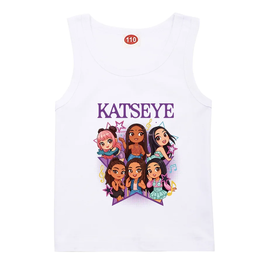 

KATSEYE Korean Girls Cotton Vest for Kids Comfortable Casual Versatile Cute Summer Fashion Trend Gift Children's Clothing