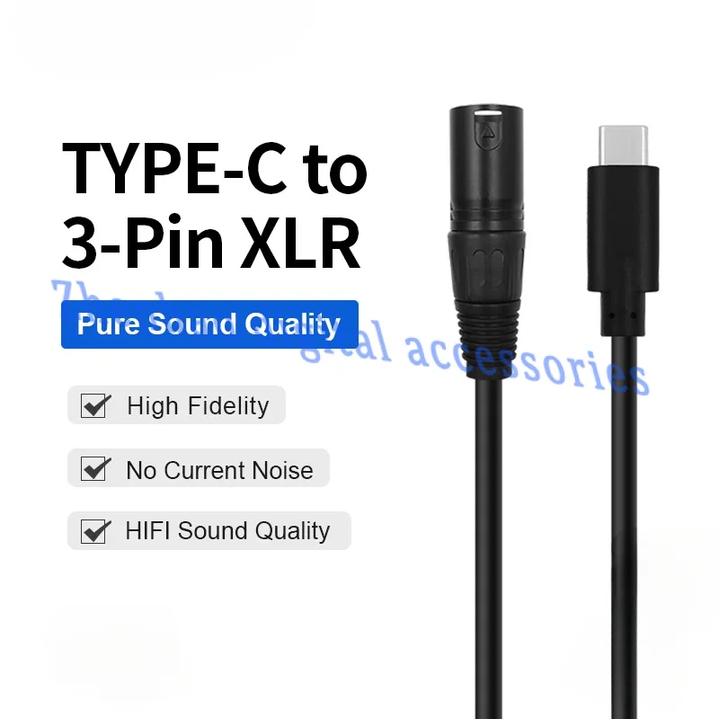 USB-C To 3-pin XLR TYPE-C Cable is For Audio Speakers Amplifiers Mixing Consoles Mobile Phones Laptops and Pads