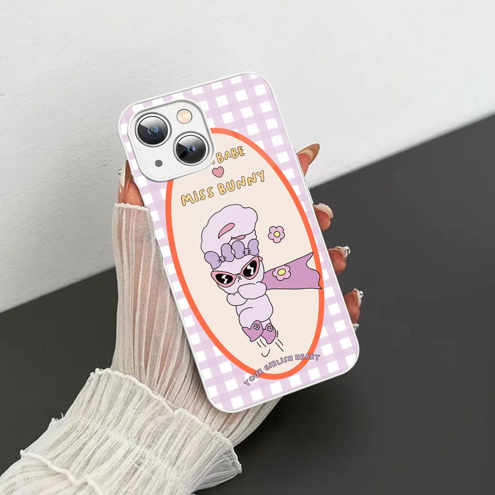 E-Esther B-Bunny Phone Case Tempered Glass For iphone 14 13 12 11 Pro Mini XS MAX 14Plus X XS XR Fundas