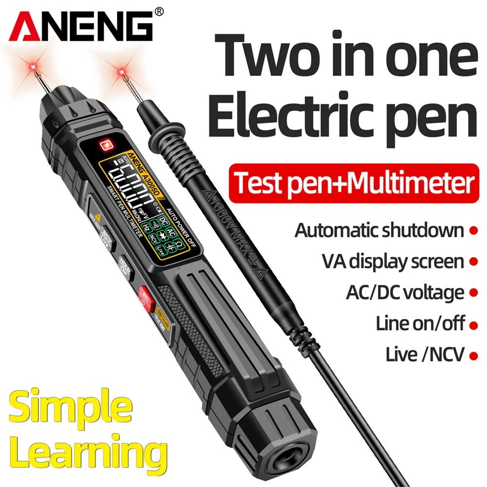 ANENG A3005D 6000 Counts Pen-type Digital Multimeter True RMS AC/DC Voltage Tester NCV Hz Ohm Professional Electrician Tools