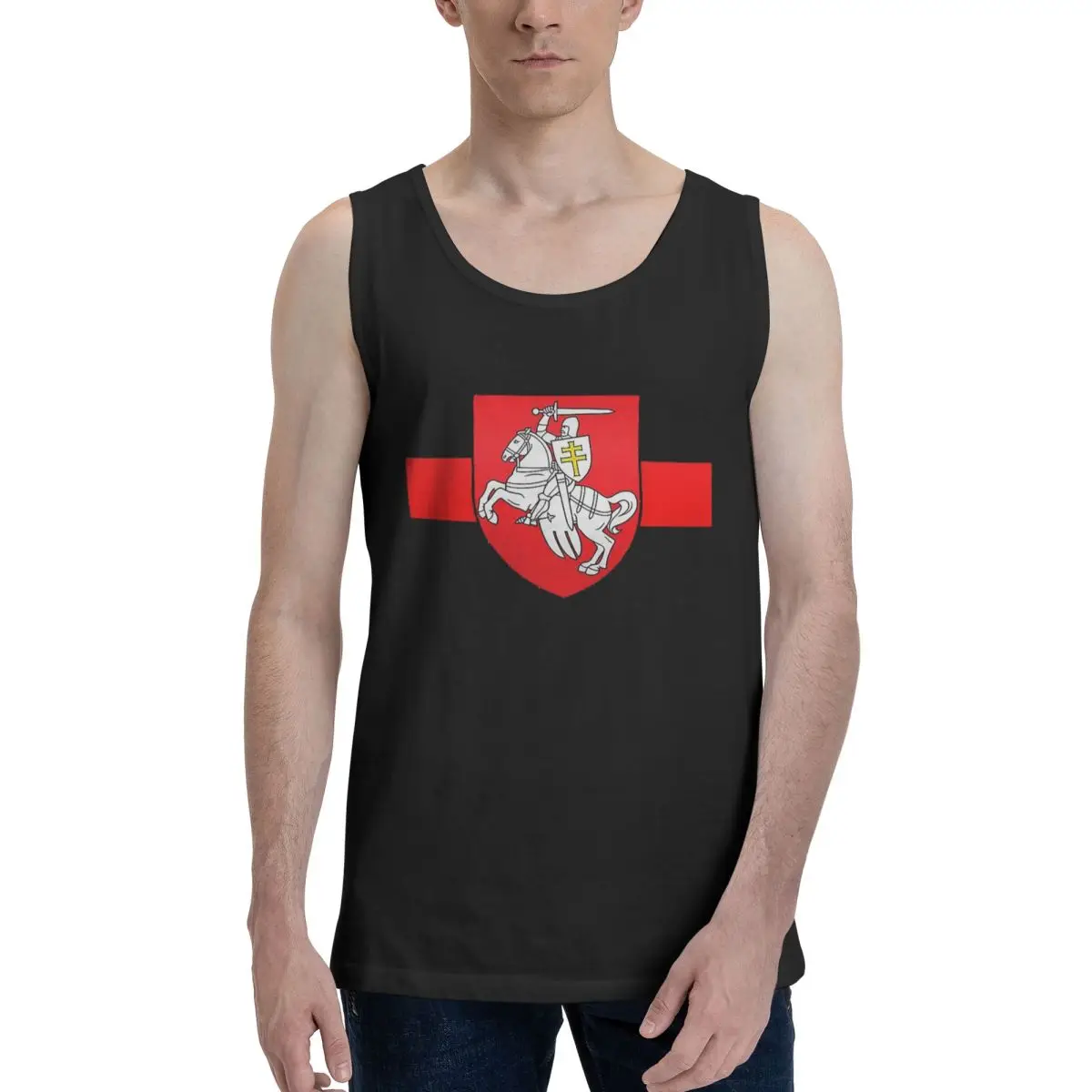 Belarus Pogonya Flag Square Protest Symbol Belarusian 100% Cotton Men's Sweatshirt Vest Sleeveless Tees Men Tank Tops T-shirt