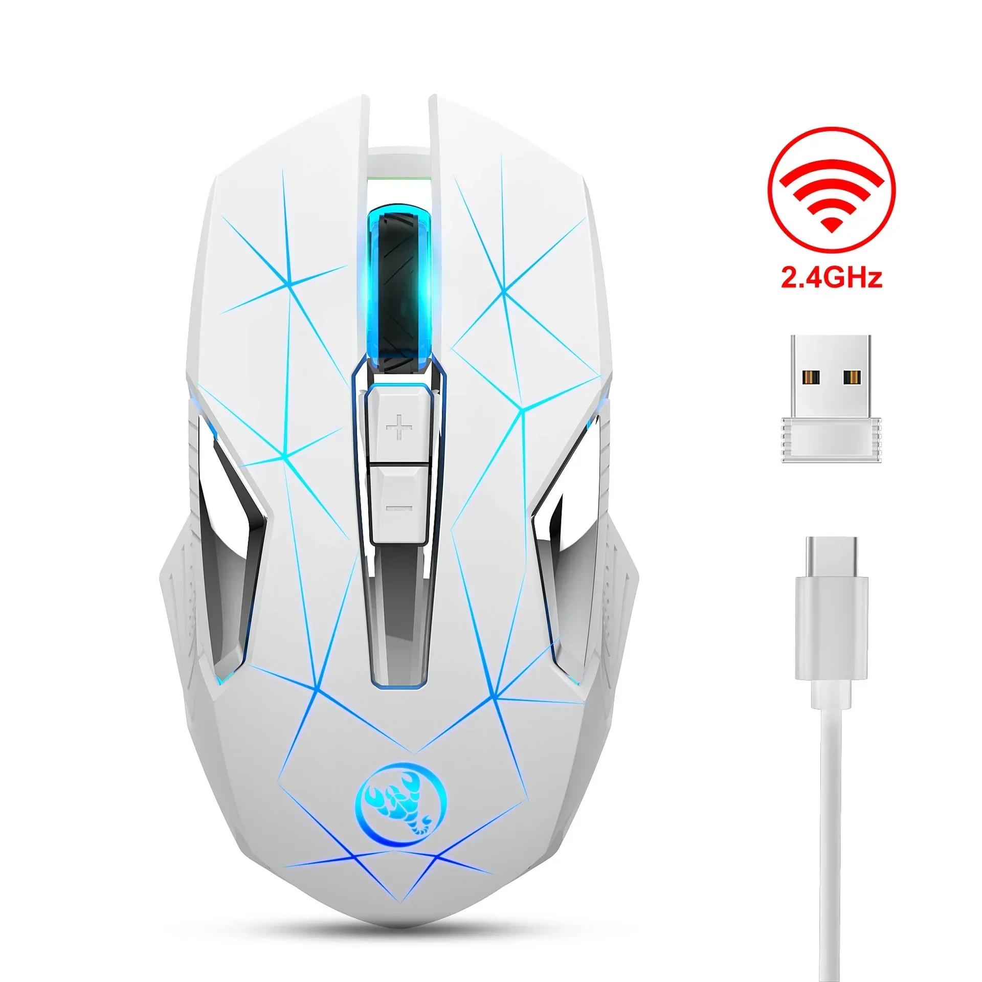 ZLRLMHY7-Souris optique de jeu sans fil, rétroéclairage T300, 2.4G, 600mAh, aste, couleur RVB