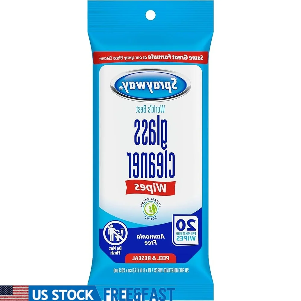 

20 карат предварительно увлажненных салфеток для чистки стекла, без аммиака, без полос, закрывающийся пакет, идеальный вариант для дома и путешествий