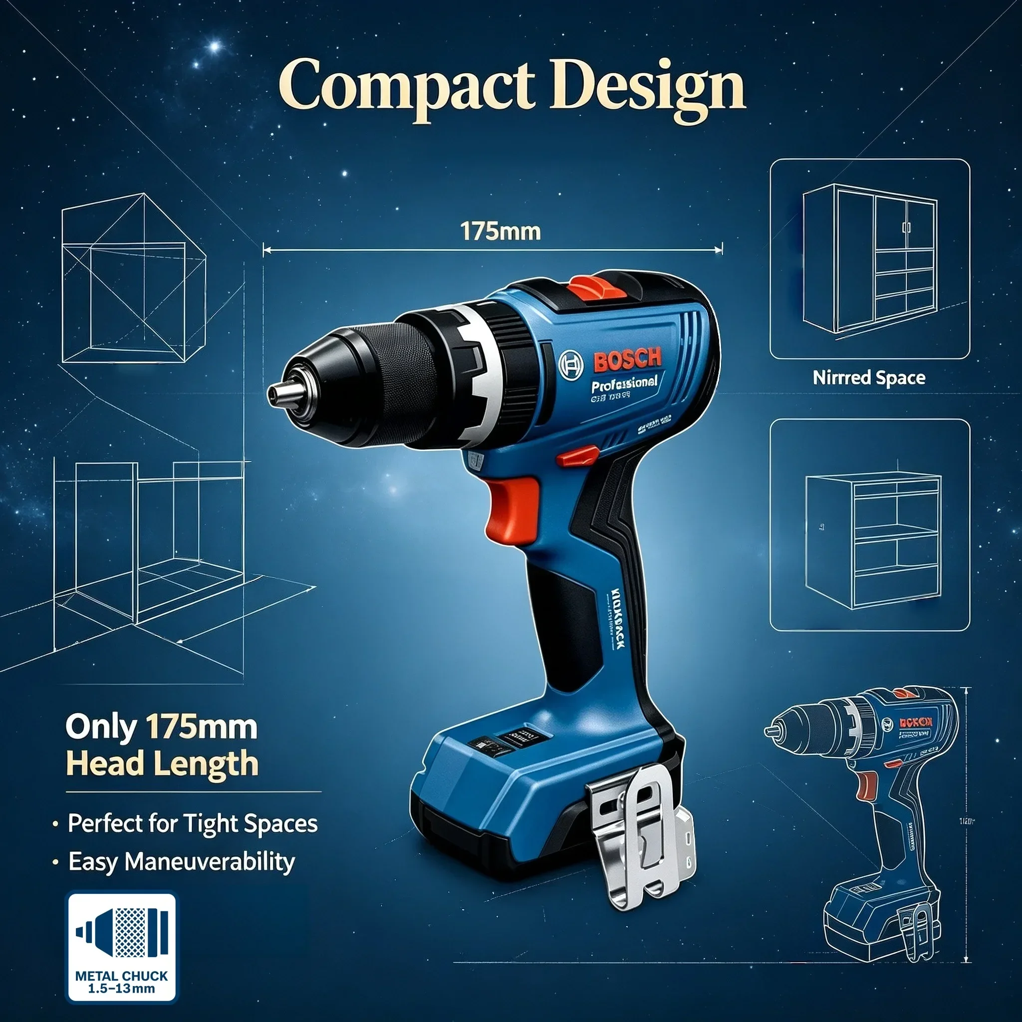 BOSCH  GSB 18V-65 Brushless Cordless Drill / Driver Bateri Driver Drill  Bosch Professional Electric Tools